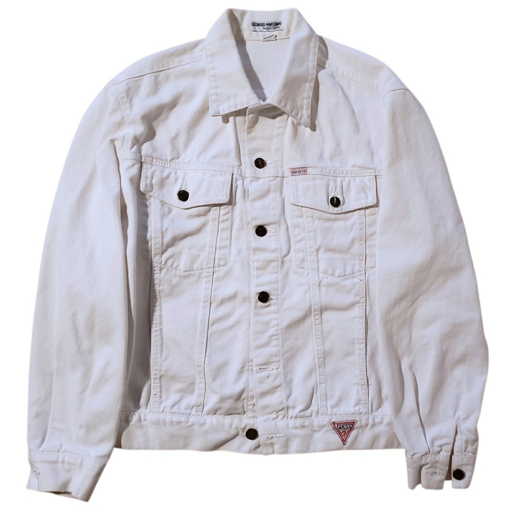 ❌SOLD❌VTG 80s Guess Marciano Denim Jacket White Womens L 100% Cotton Made In USA
